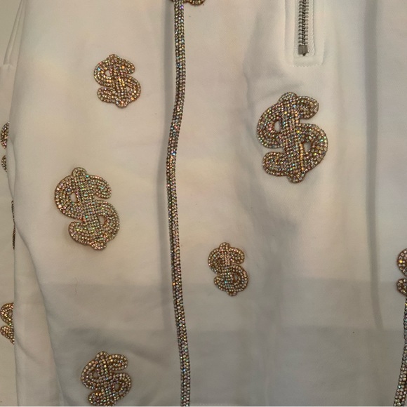 AKIRA Crop Sweatshirt Bling Hip Hop Long sleeves White Size M - Picture 6 of 10